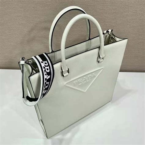 prada white saffiano lux tote style